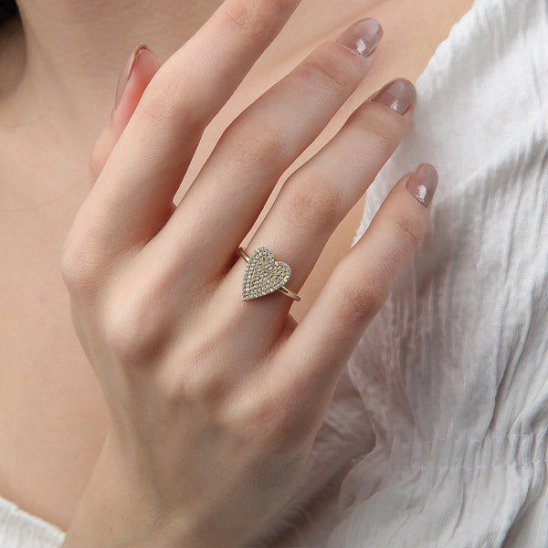 Pave Diamond Elongated Heart Ring
