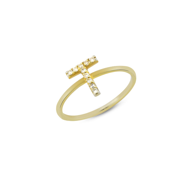 Pave Diamond Initial Ring