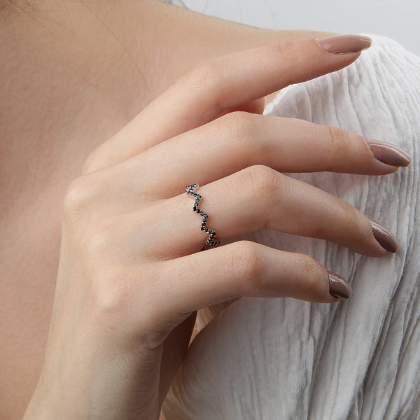 Half Diamond Zig Zag Ring