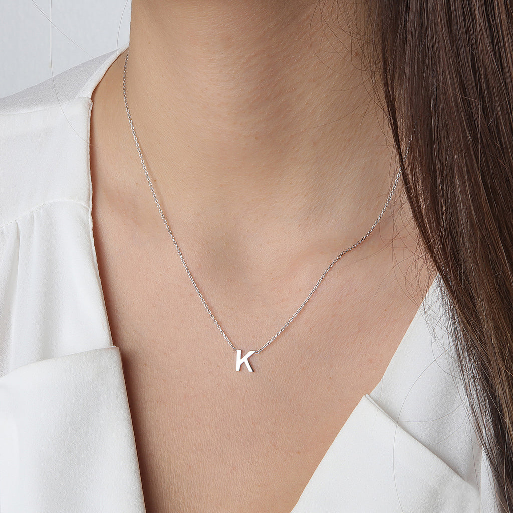 Fancy & Stylish Unisex Metal Silver Color Trending Name English Alphabet 'K'  Letter Locket Necklace Pendant